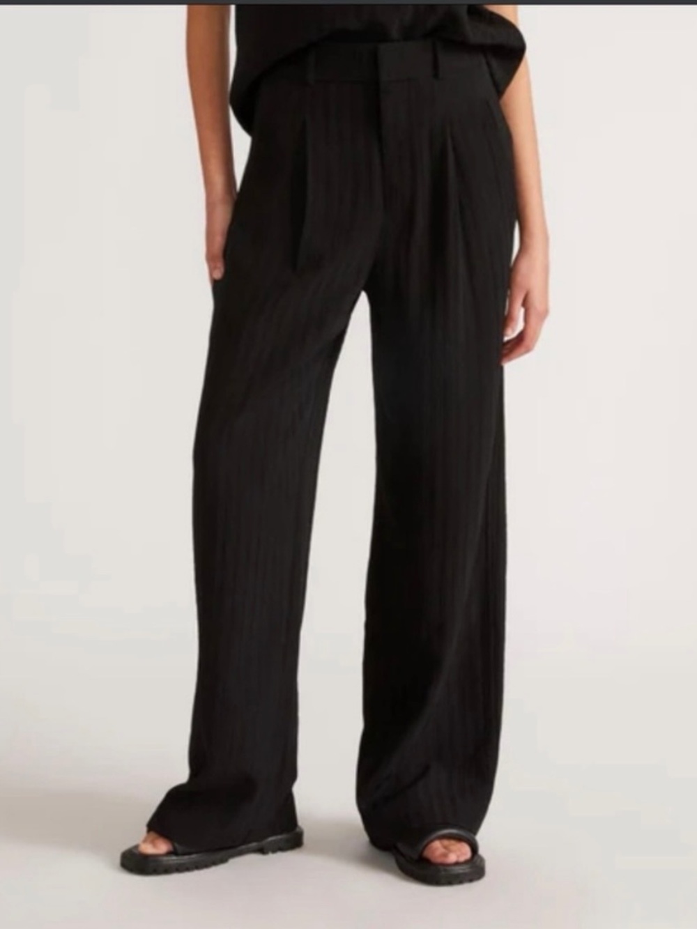 Everlane Women's City Stripe Viscose Drape Way High Pant Black NWT